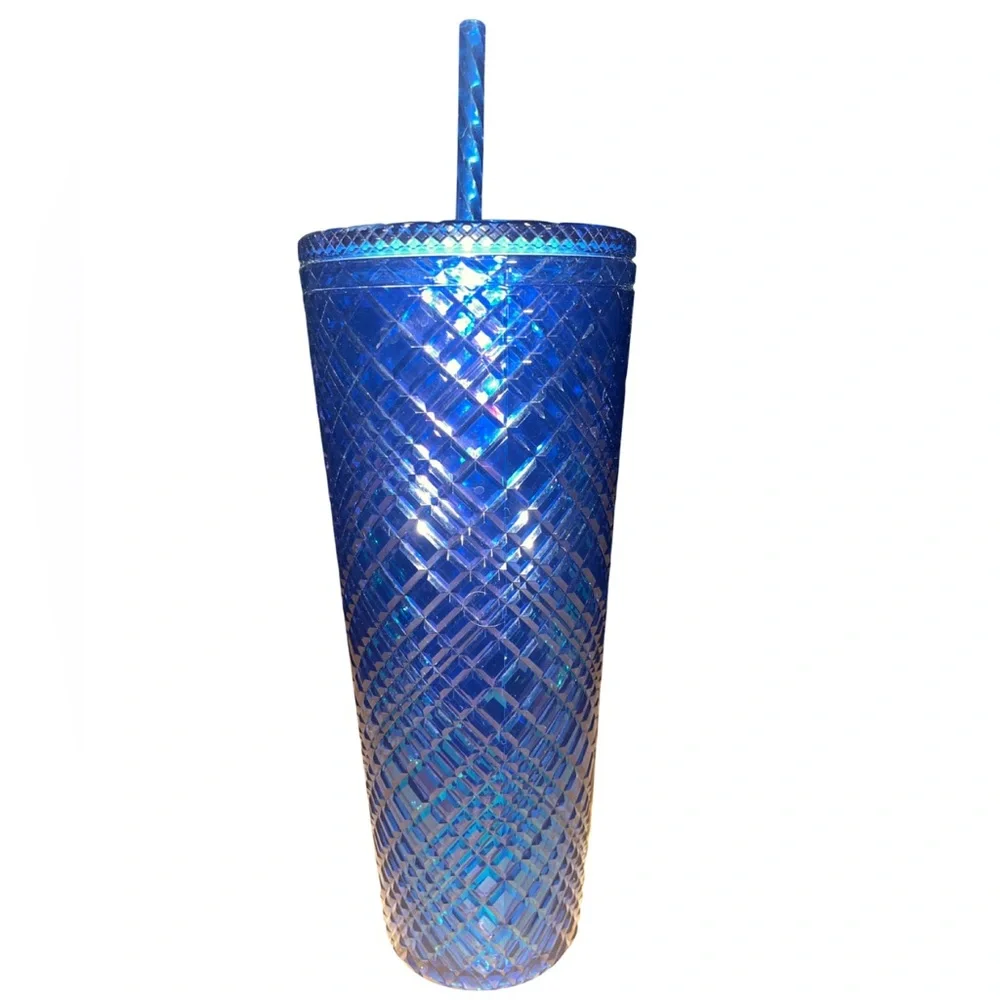 NWT Starbucks 2022 Holiday Azure Blue Jeweled Venti 24oz Cold Cup Tumbler